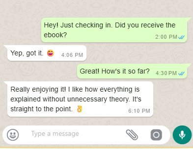 WhatsApp conversation: buyer says the AI prompt section alone is worth it